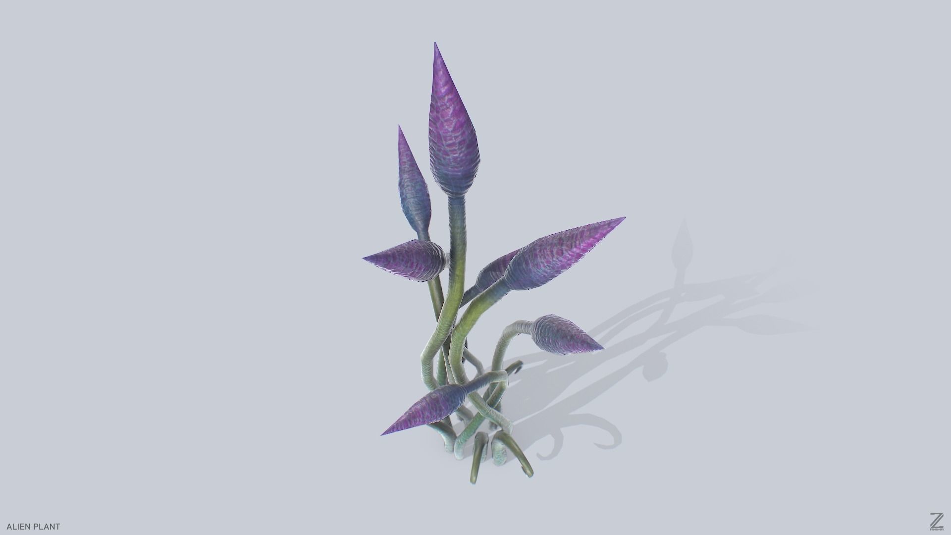 Alien plant Low-poly 3D model_7