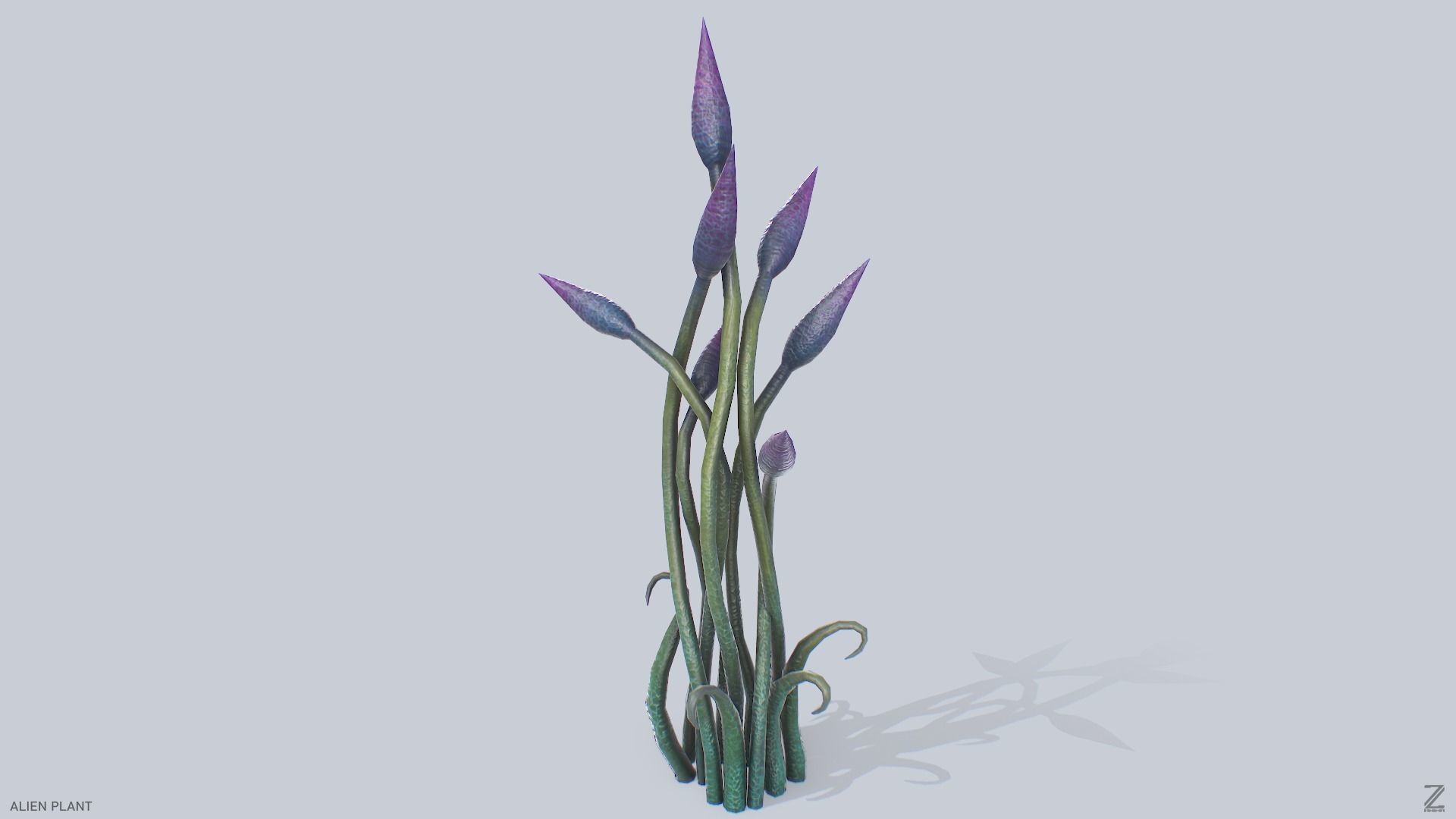 Alien plant Low-poly 3D model_5