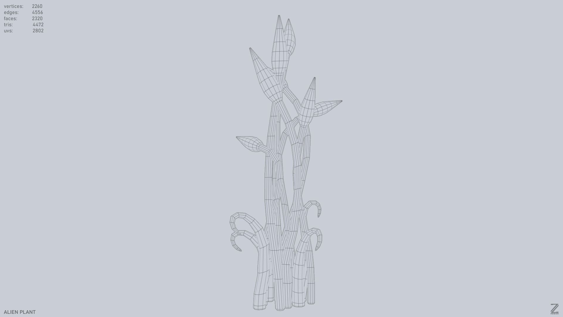 Alien plant Low-poly 3D model_15