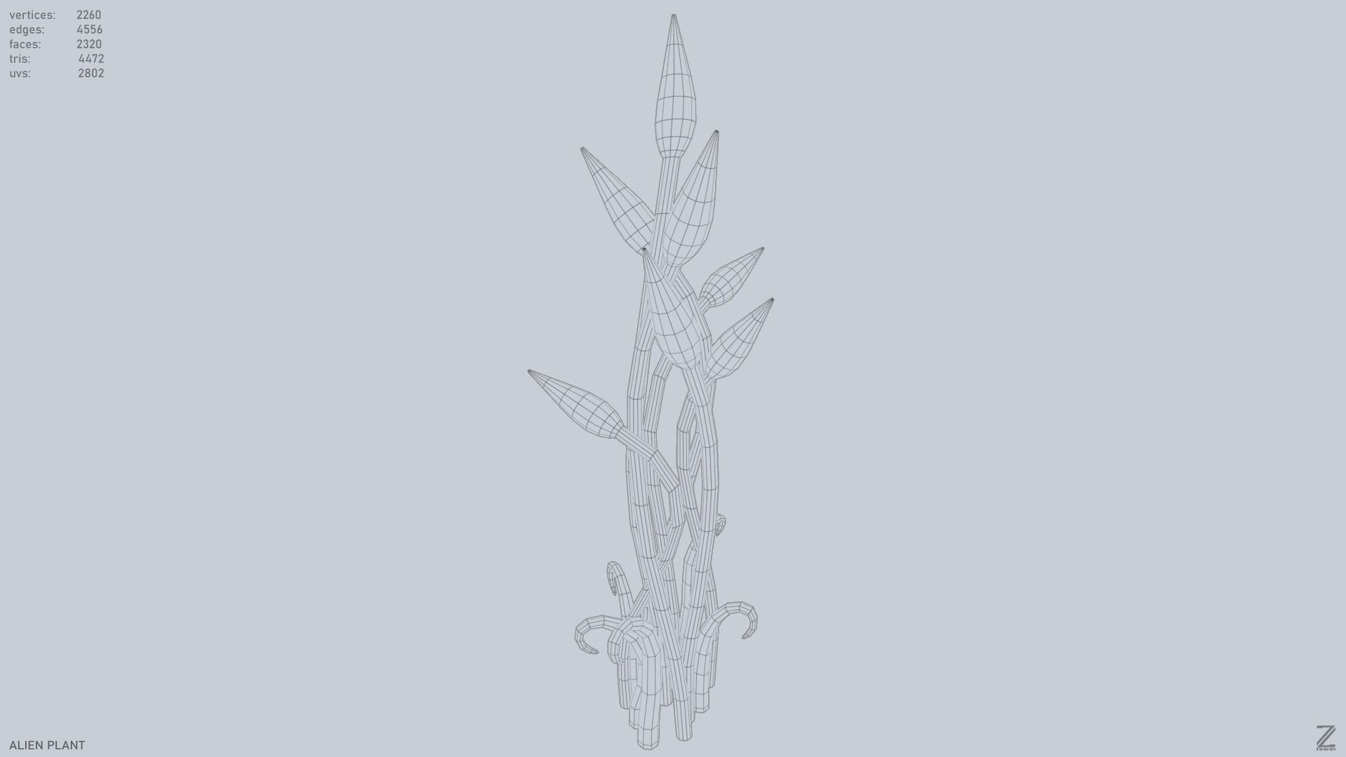 Alien plant Low-poly 3D model_13