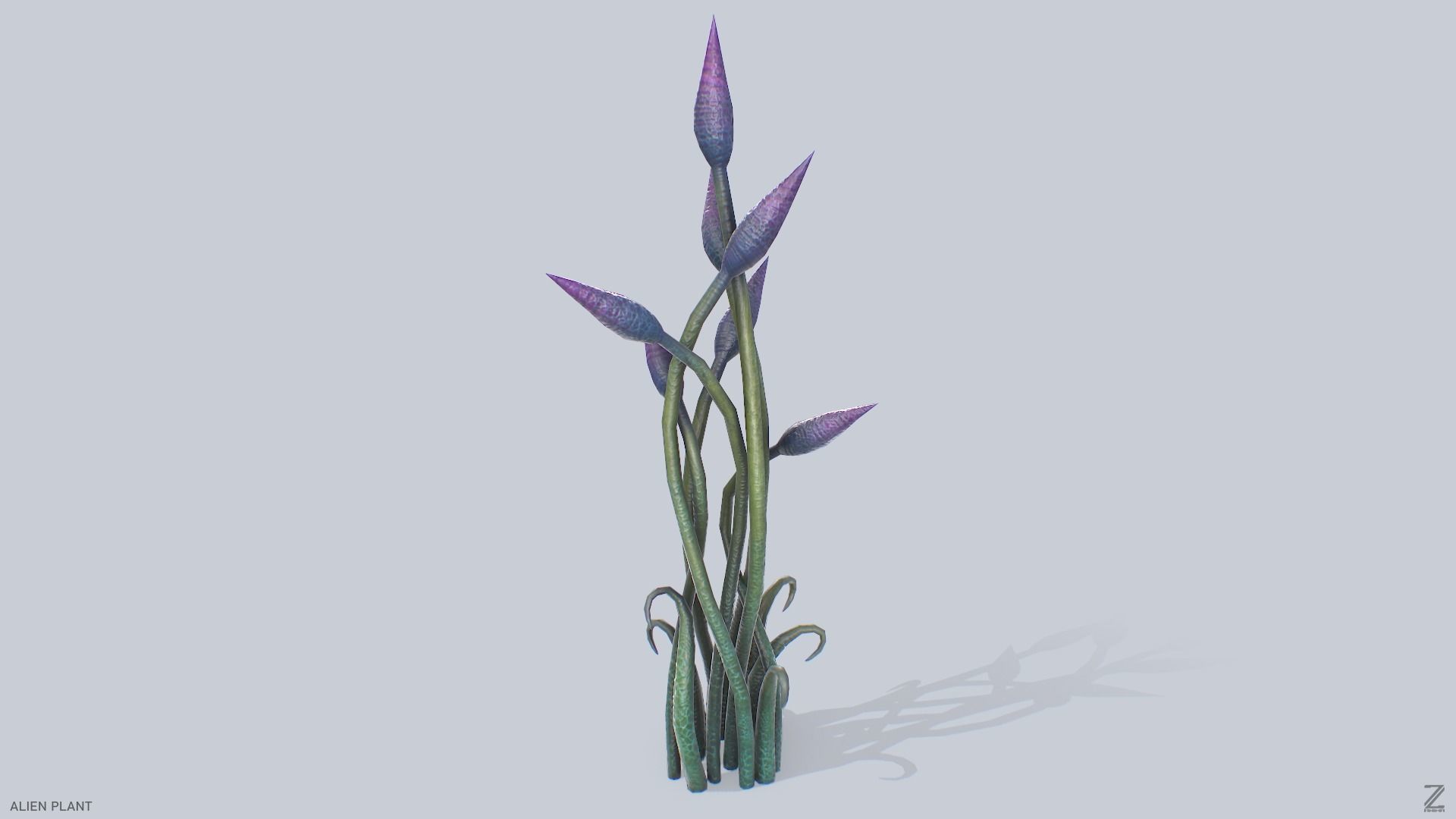 Alien plant Low-poly 3D model_4