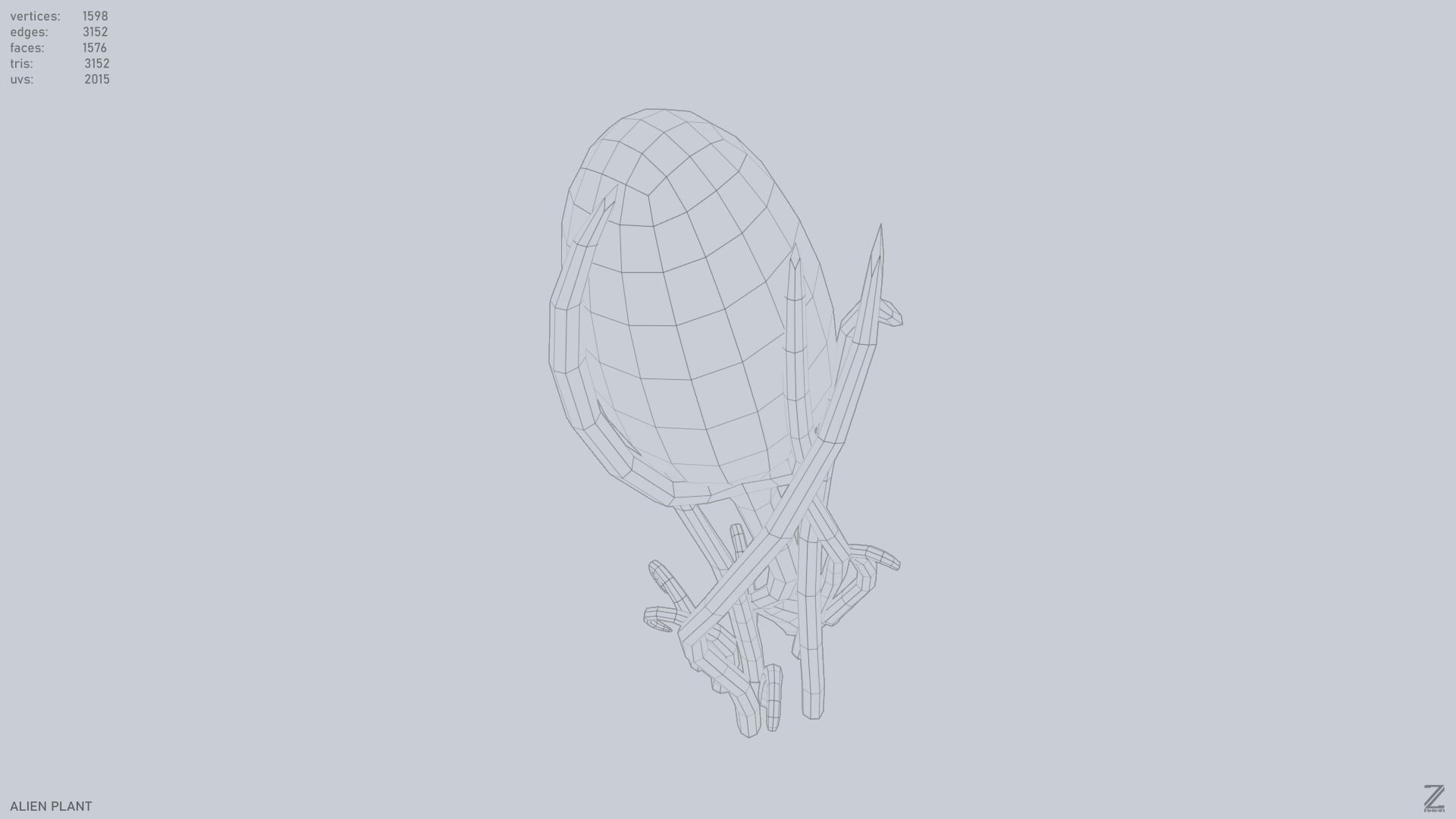 Alien plant Low-poly 3D model_15