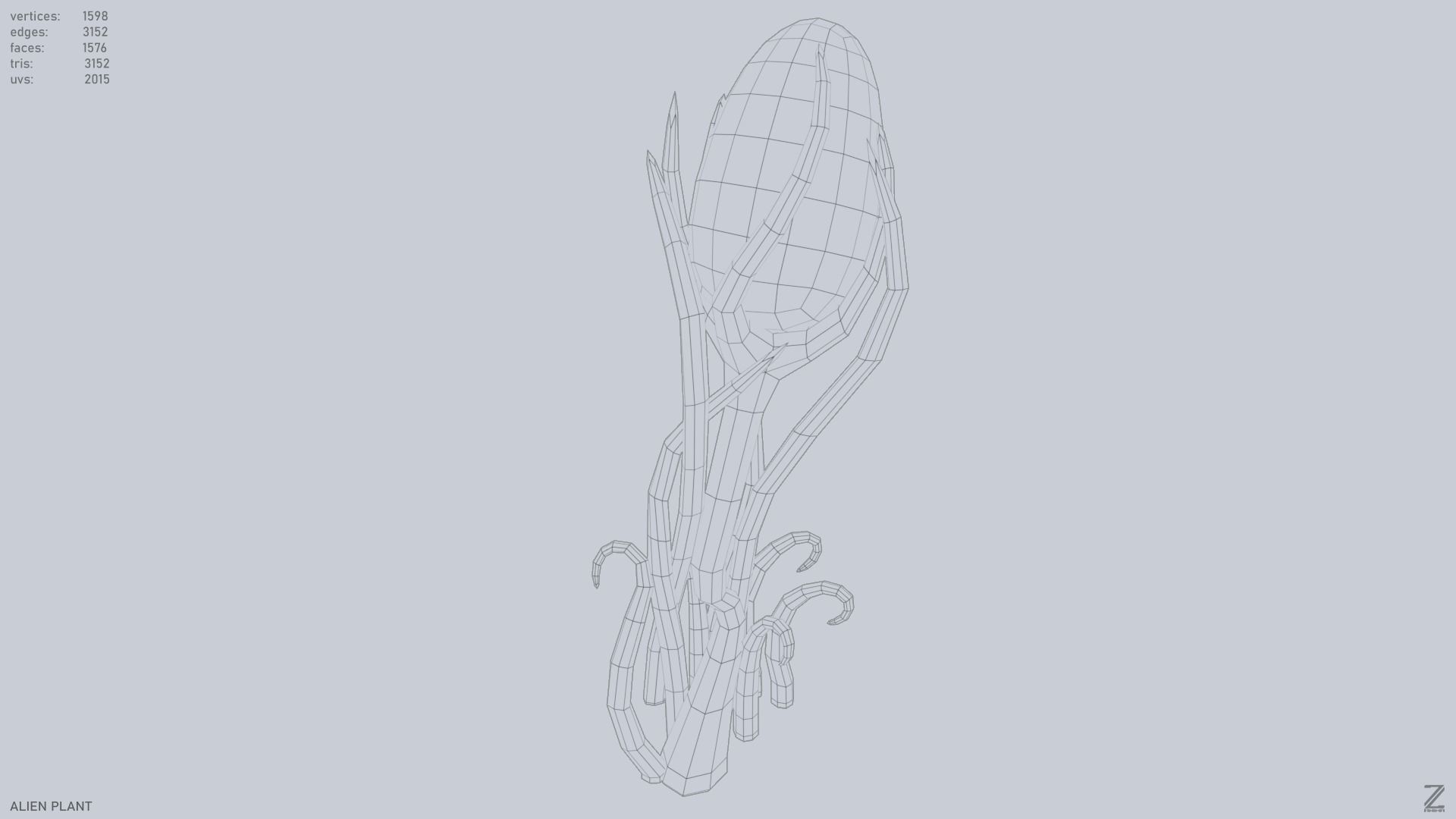 Alien plant Low-poly 3D model_9