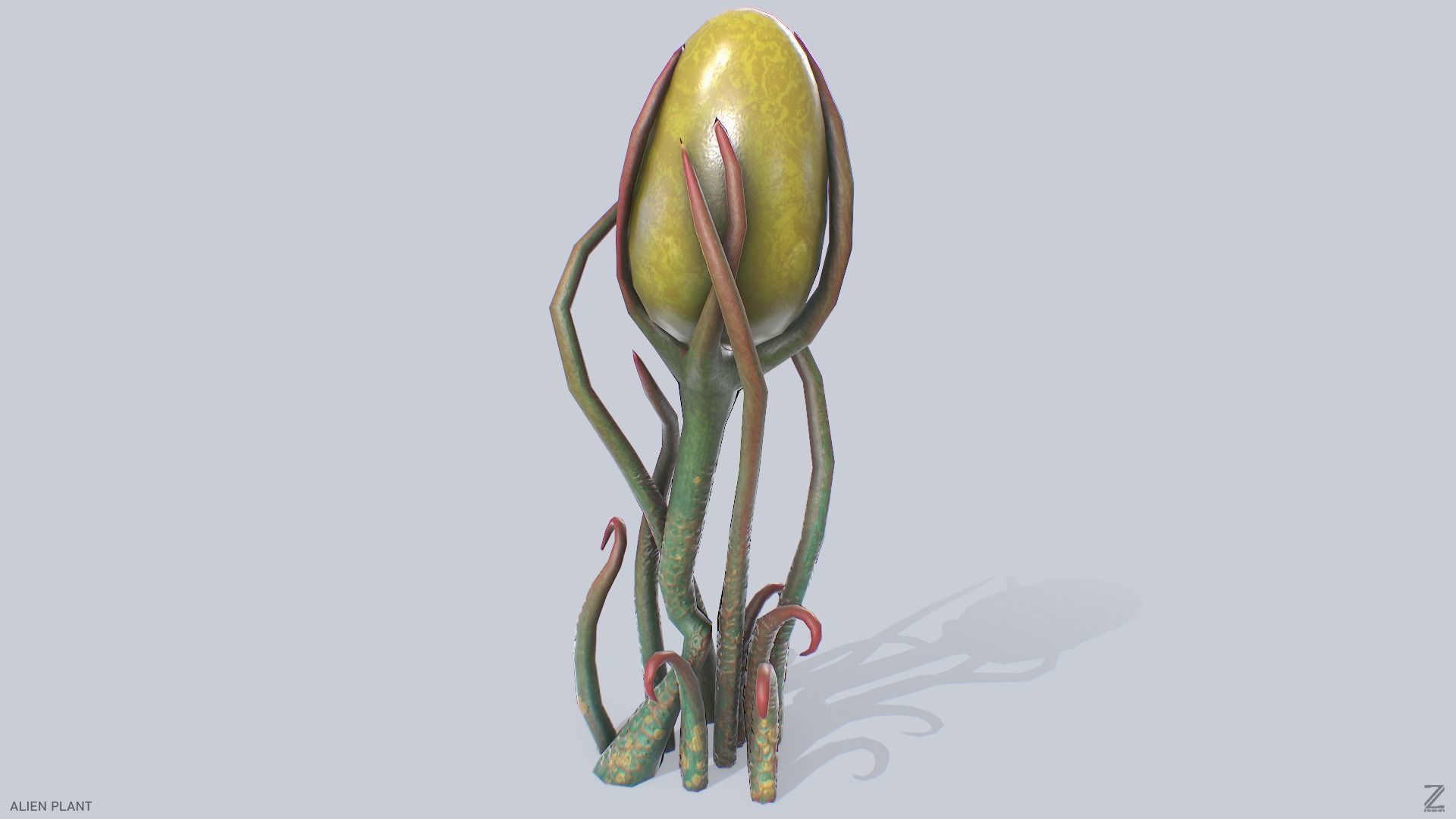 Alien plant Low-poly 3D model_5