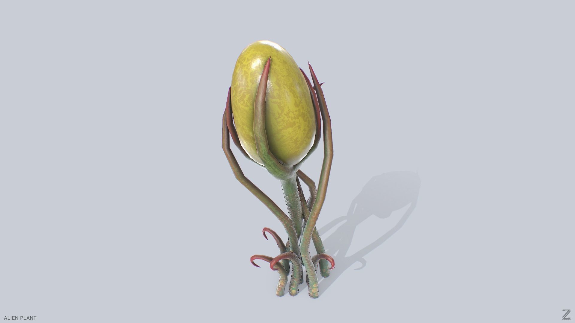 Alien plant Low-poly 3D model_8