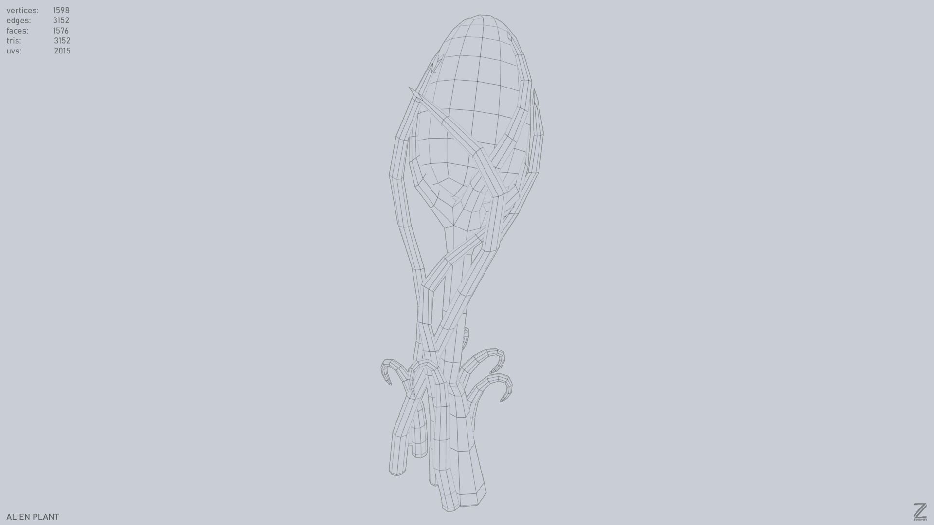 Alien plant Low-poly 3D model_13