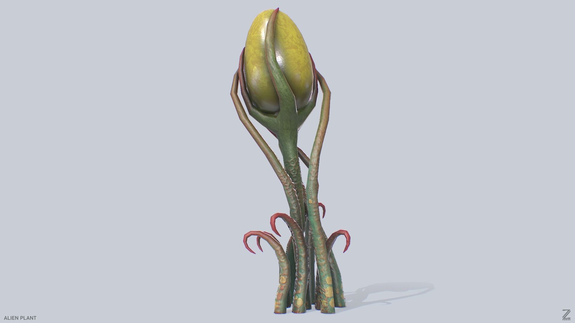 Alien plant Low-poly 3D model_6