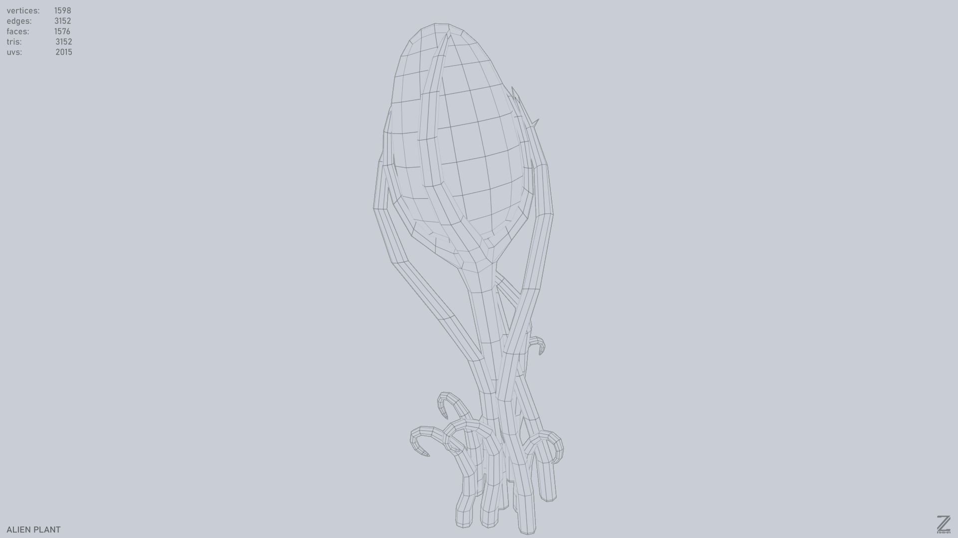 Alien plant Low-poly 3D model_10