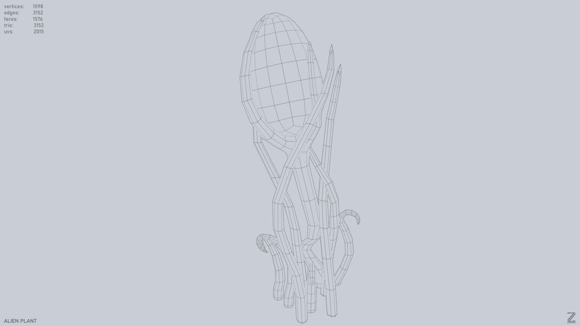 Alien plant Low-poly 3D model_12