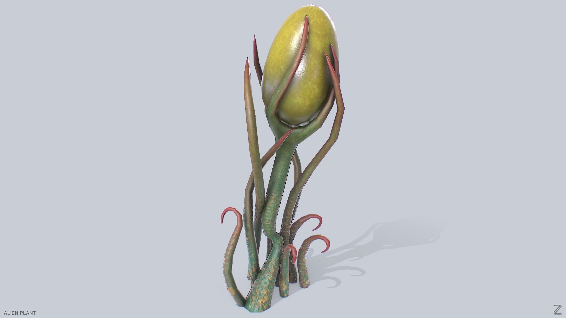 Alien plant Low-poly 3D model_7