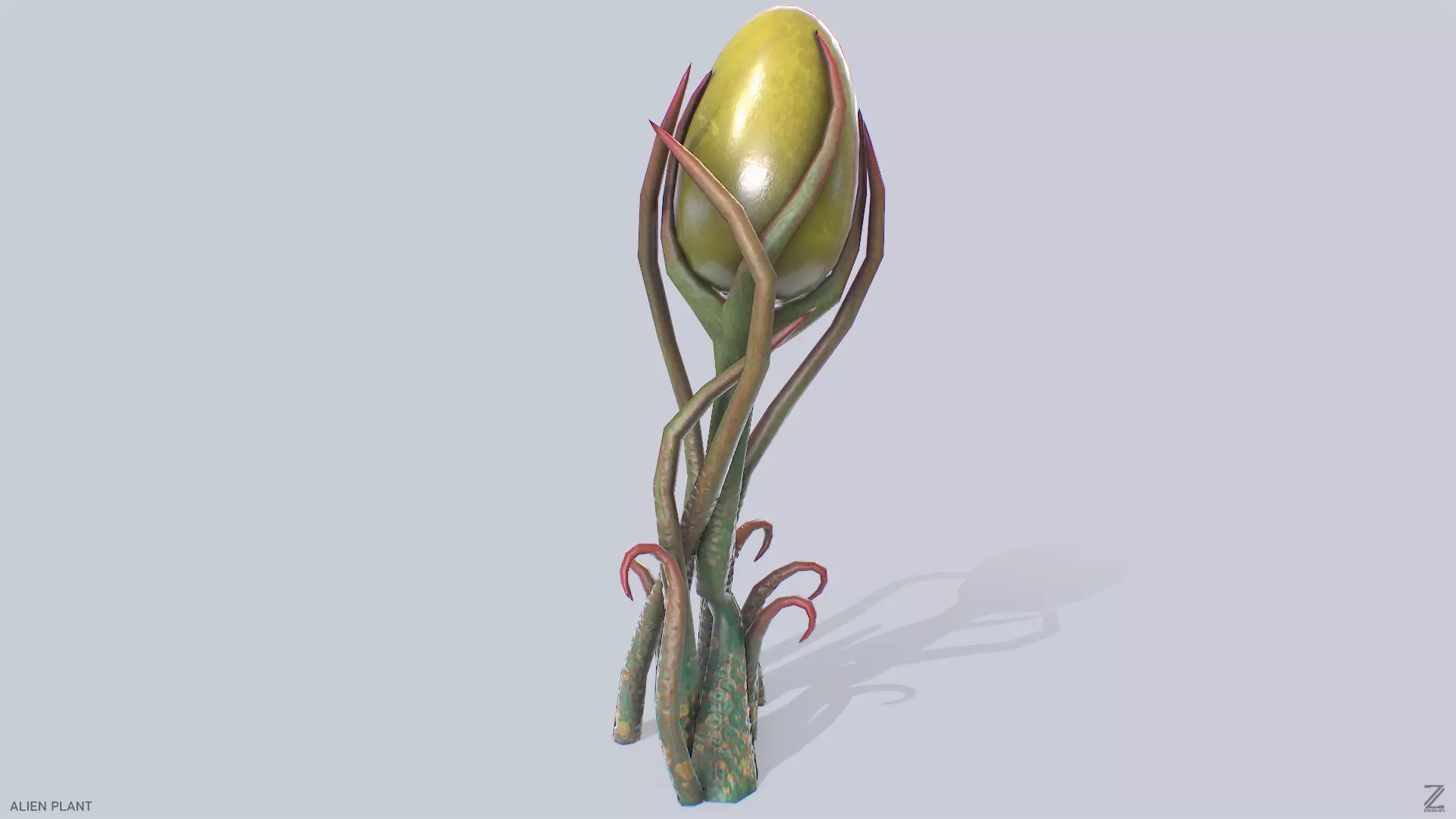 Alien plant Low-poly 3D model_0