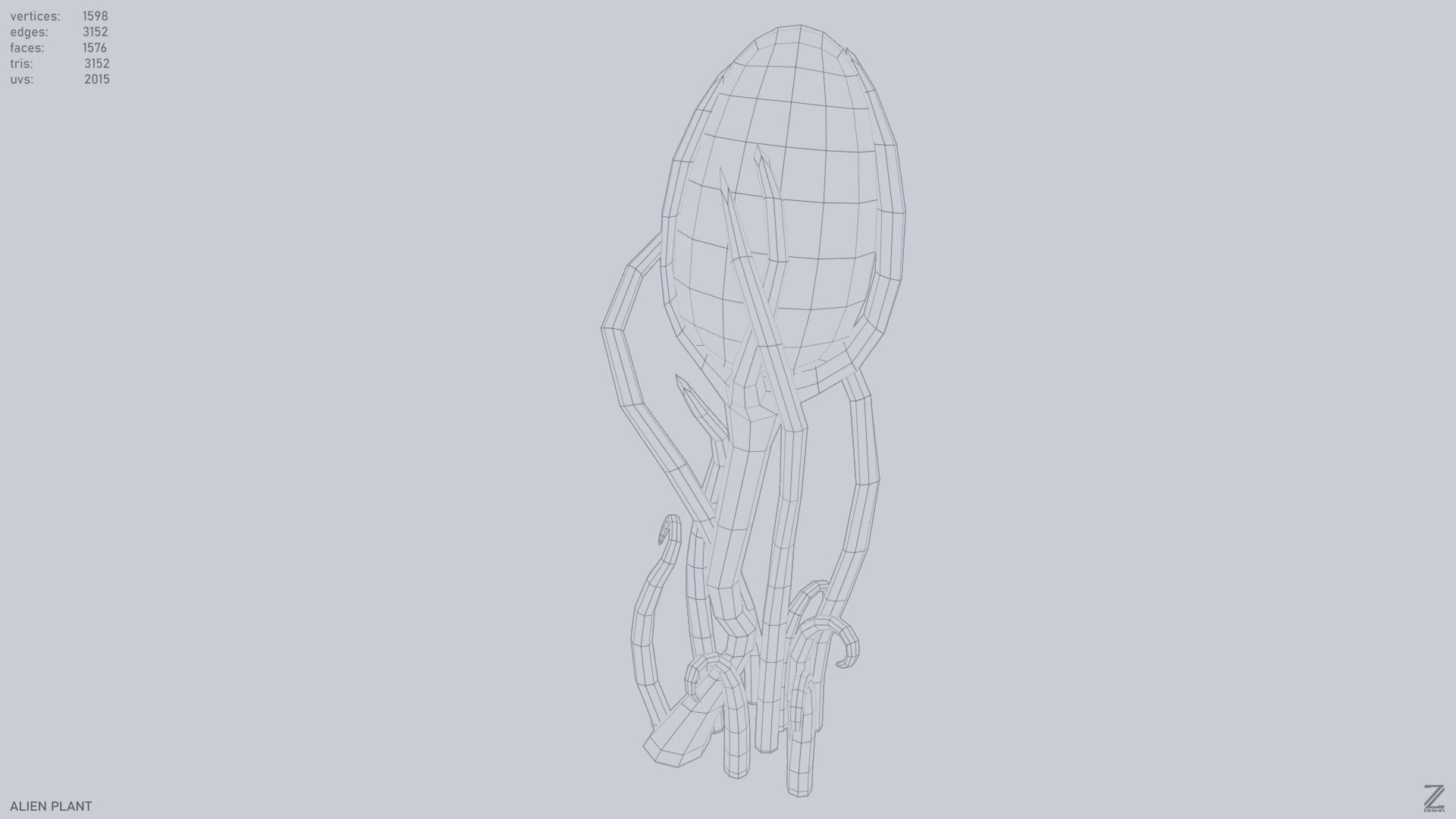 Alien plant Low-poly 3D model_14