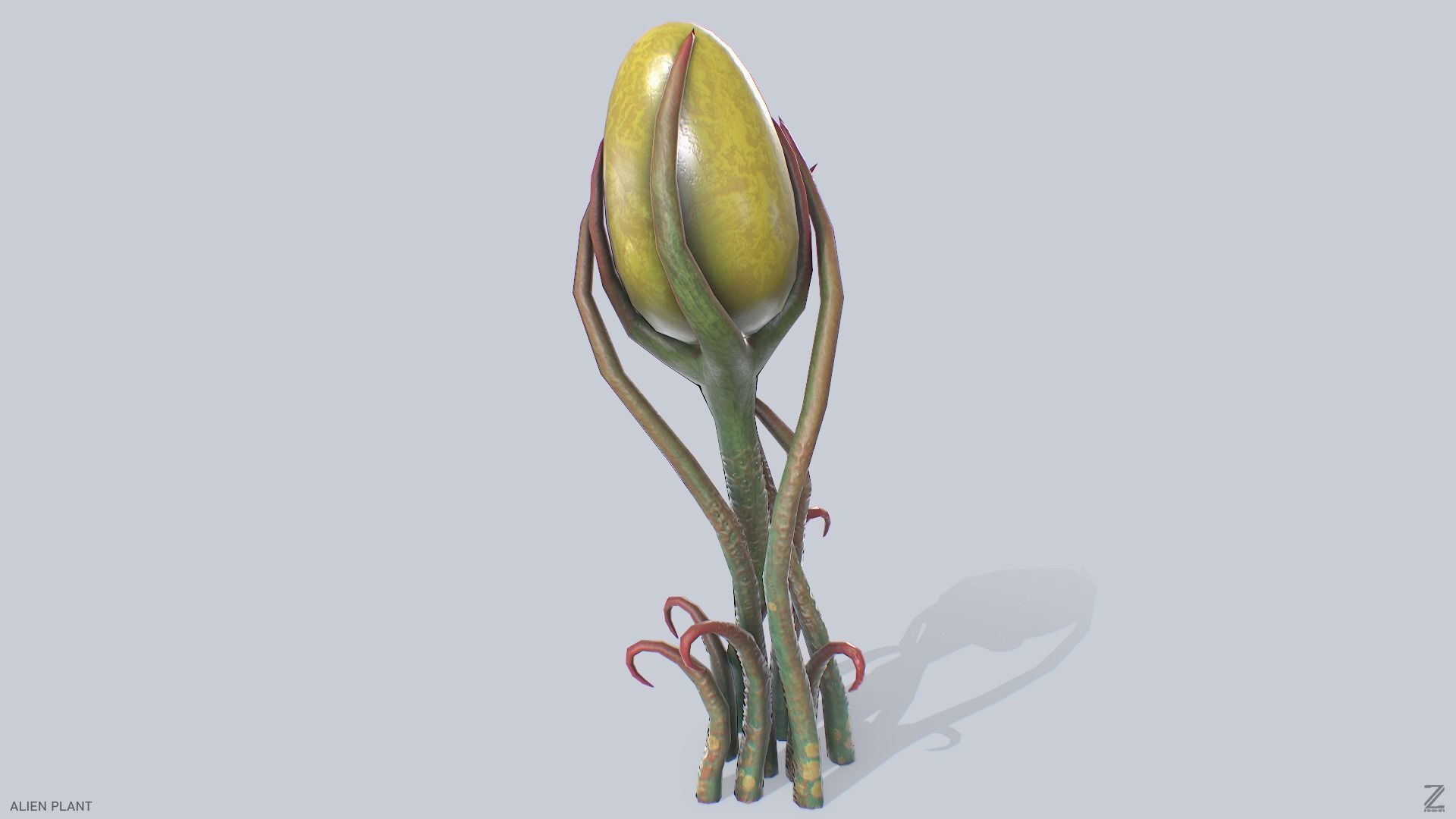 Alien plant Low-poly 3D model_4
