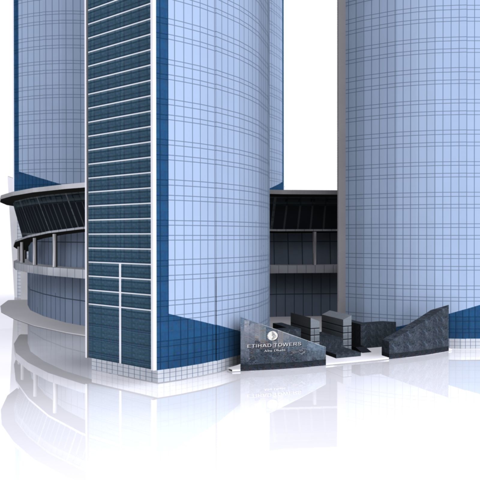 ETIHAD TOWER 3d Model  Low Poly Low-poly 3D model_4