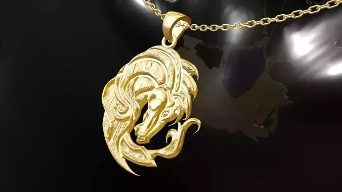 Fiery Horse Ggold Pendant Jewelry