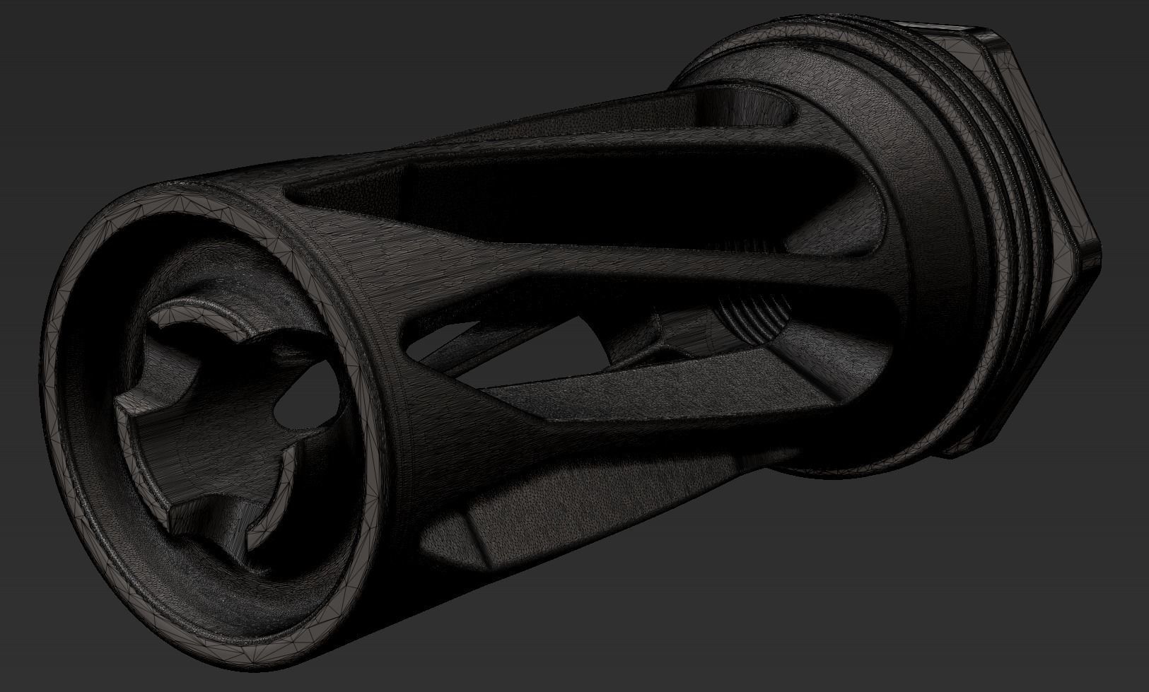 Muzzle brake OSS MK-2 5x56 NATO - High-poly 3D model_8