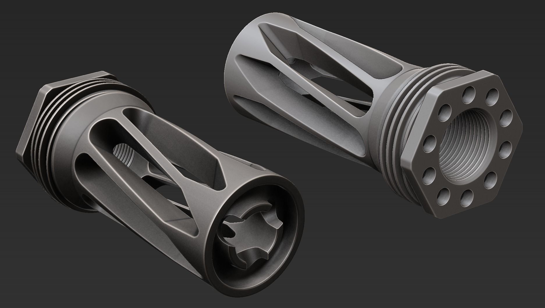 Muzzle brake OSS MK-2 5x56 NATO - High-poly 3D model_6