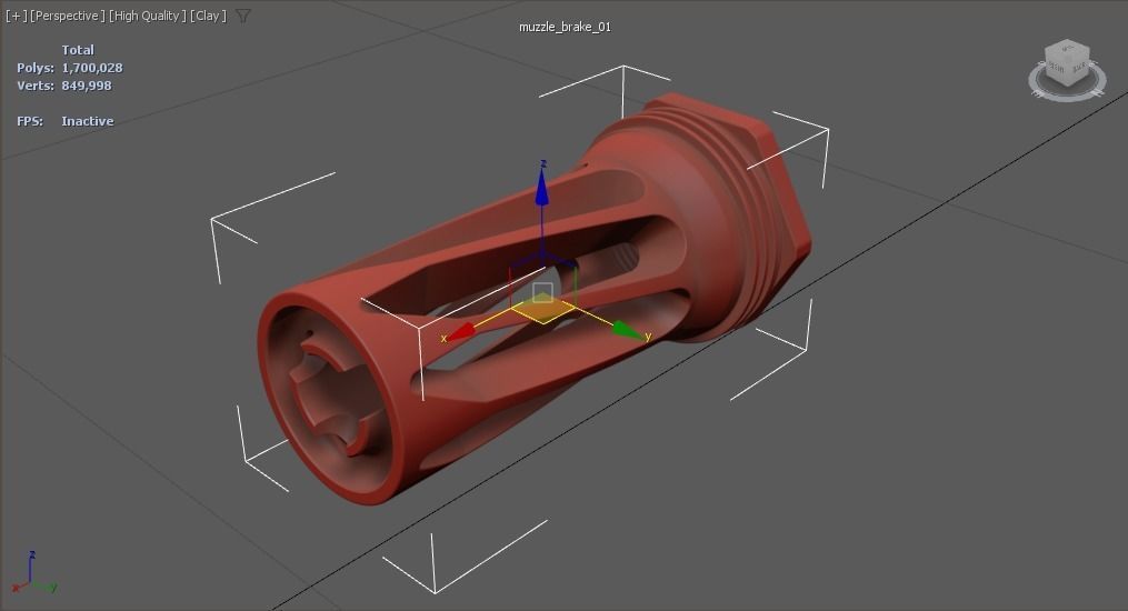 Muzzle brake OSS MK-2 5x56 NATO - High-poly 3D model_7