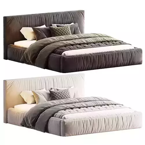 Icnoyotl Suede Fabric Rectangular Headboard Modern Bed