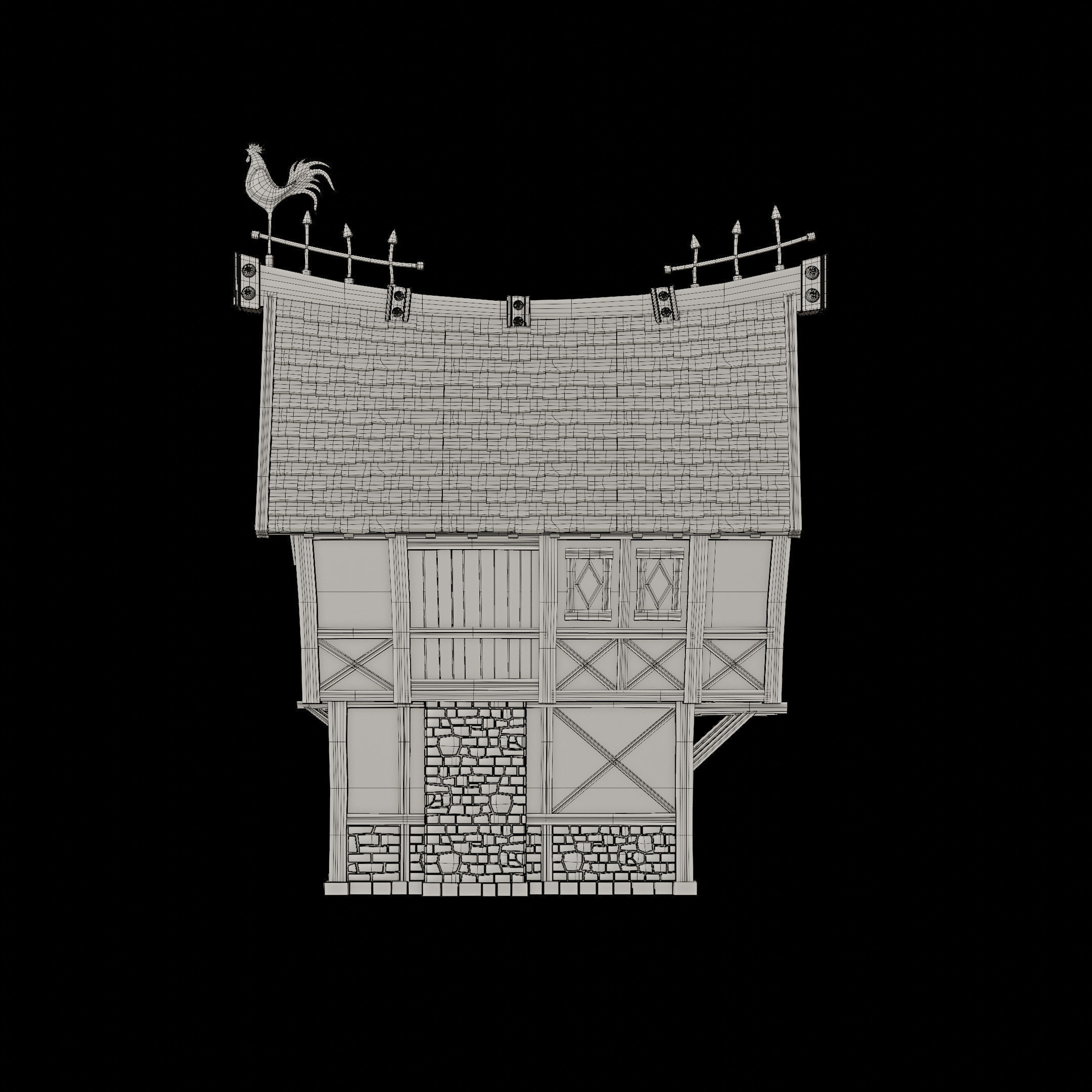 STYLIZED MEDIEVAL BUILDING 01 PRINT READY Low-poly 3D model_17