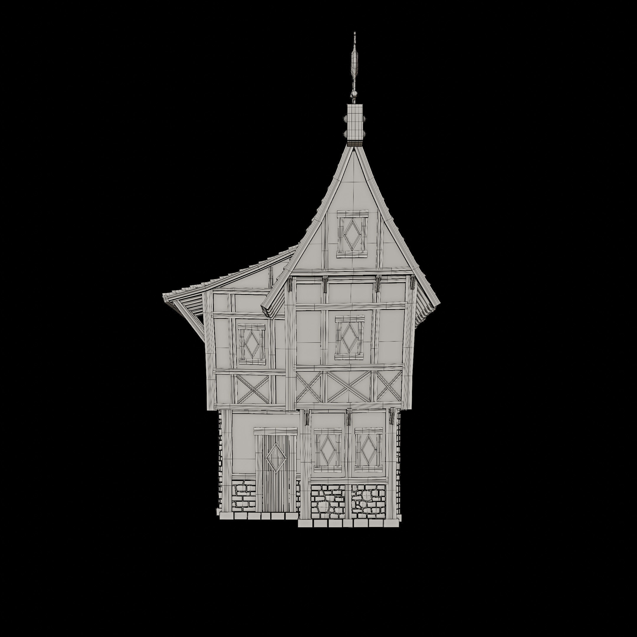 STYLIZED MEDIEVAL BUILDING 01 PRINT READY Low-poly 3D model_15