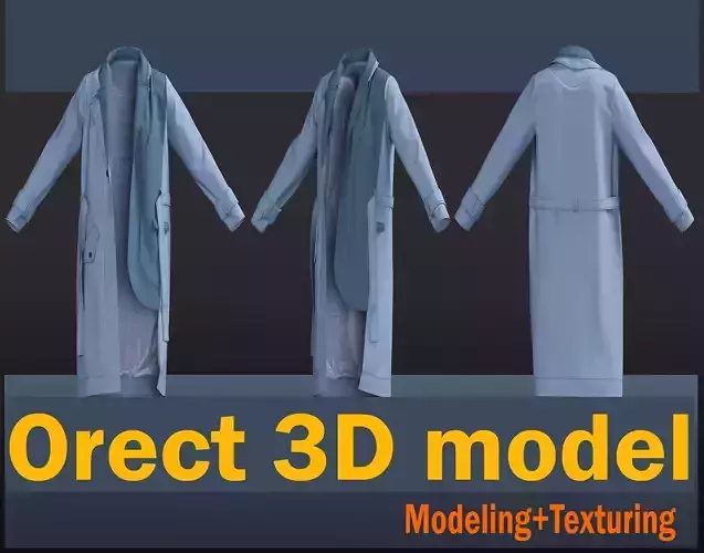 Asymmetric coat modal 3D model