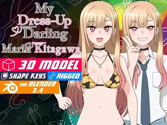 Marin Kitagawa - My Dress Up Darling - 3D Model Blender Low-poly 3D model