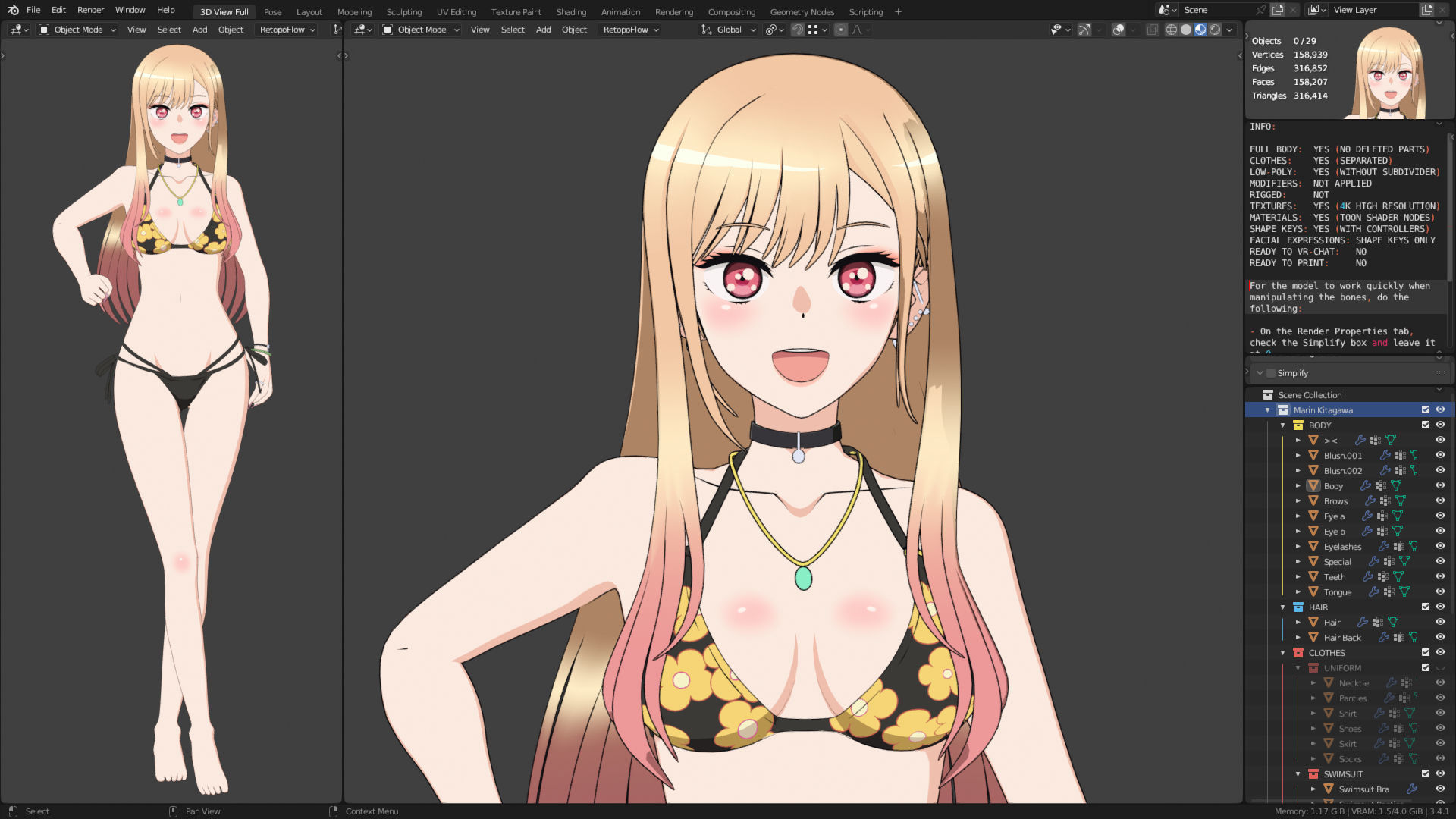 Marin Kitagawa - My Dress Up Darling - 3D Model Blender Low-poly 3D model_13