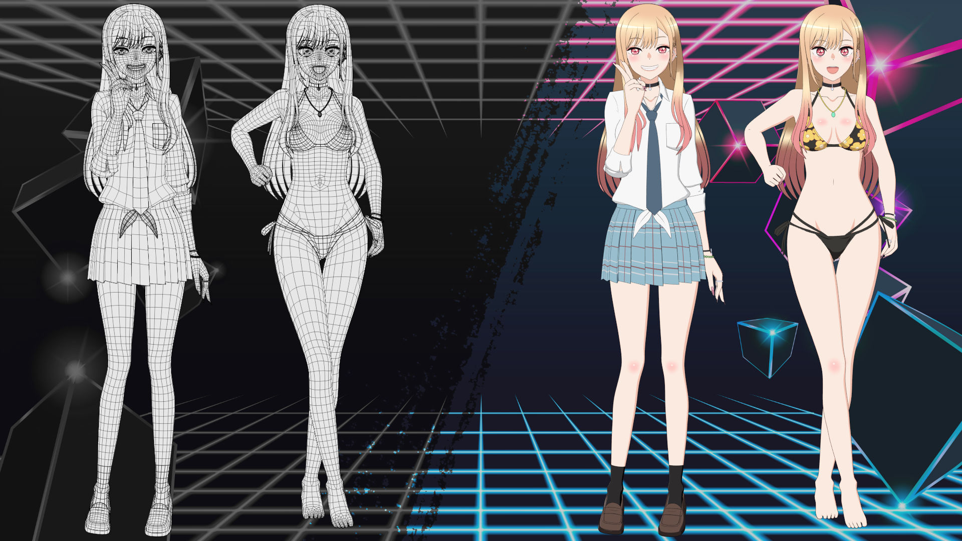 Marin Kitagawa - My Dress Up Darling - 3D Model Blender Low-poly 3D model_7