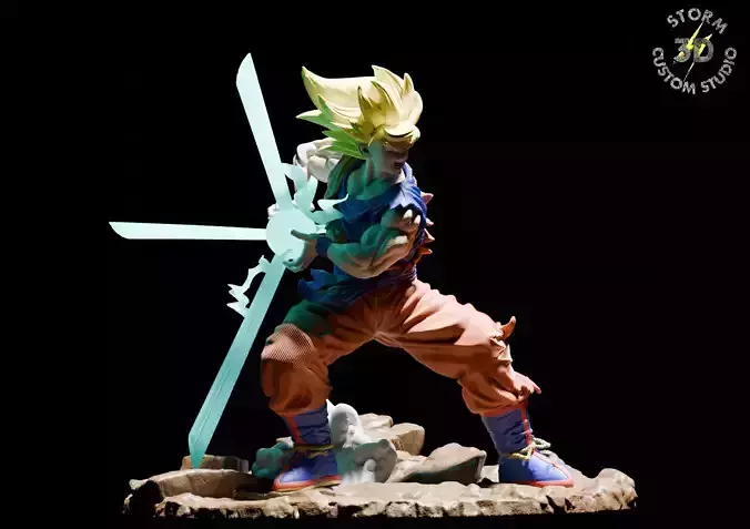 DRAGON BALL SUPER SAIYAN GOKU KAMEHAMEHA 3D print model
