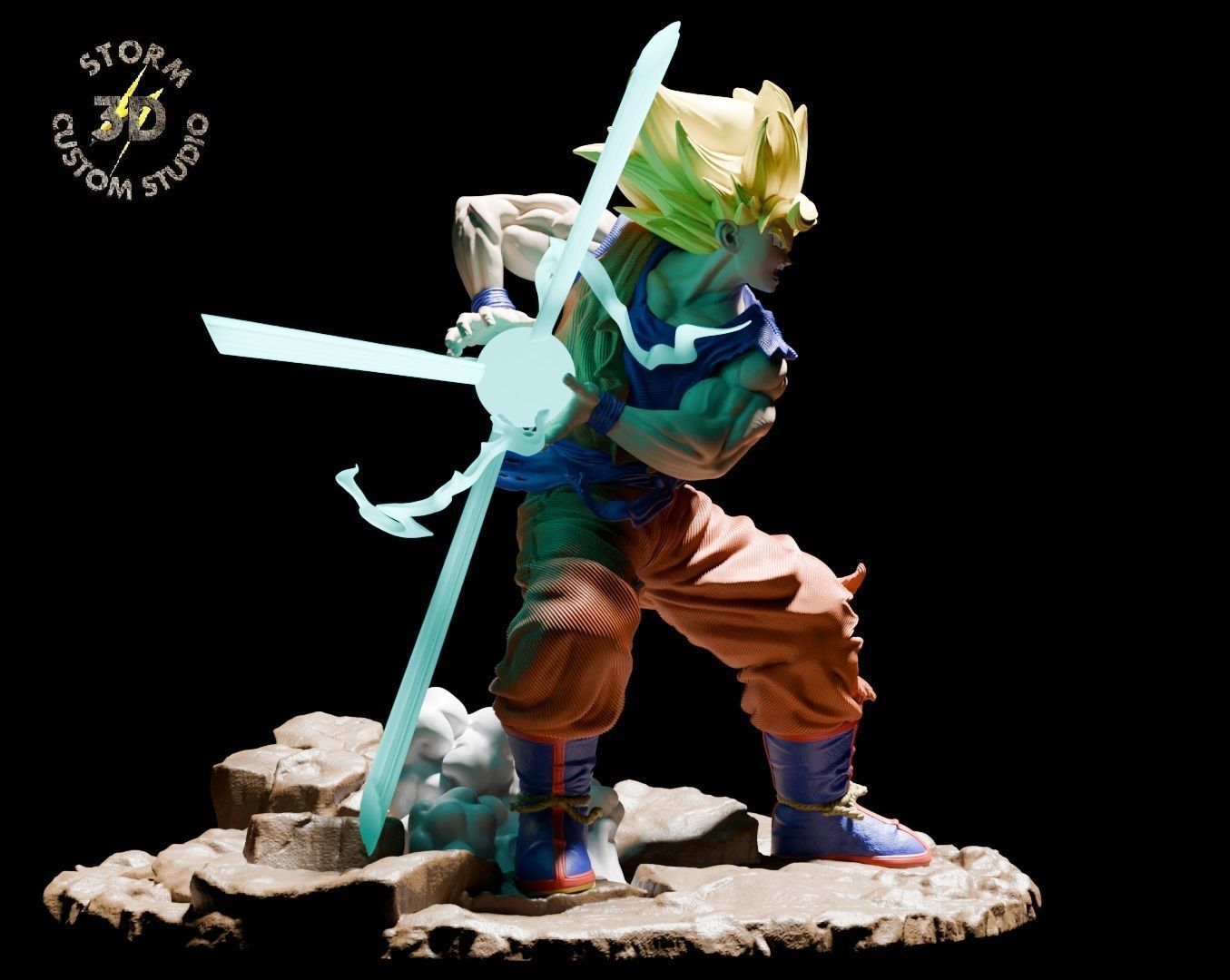 DRAGON BALL SUPER SAIYAN GOKU KAMEHAMEHA 3D print model_1