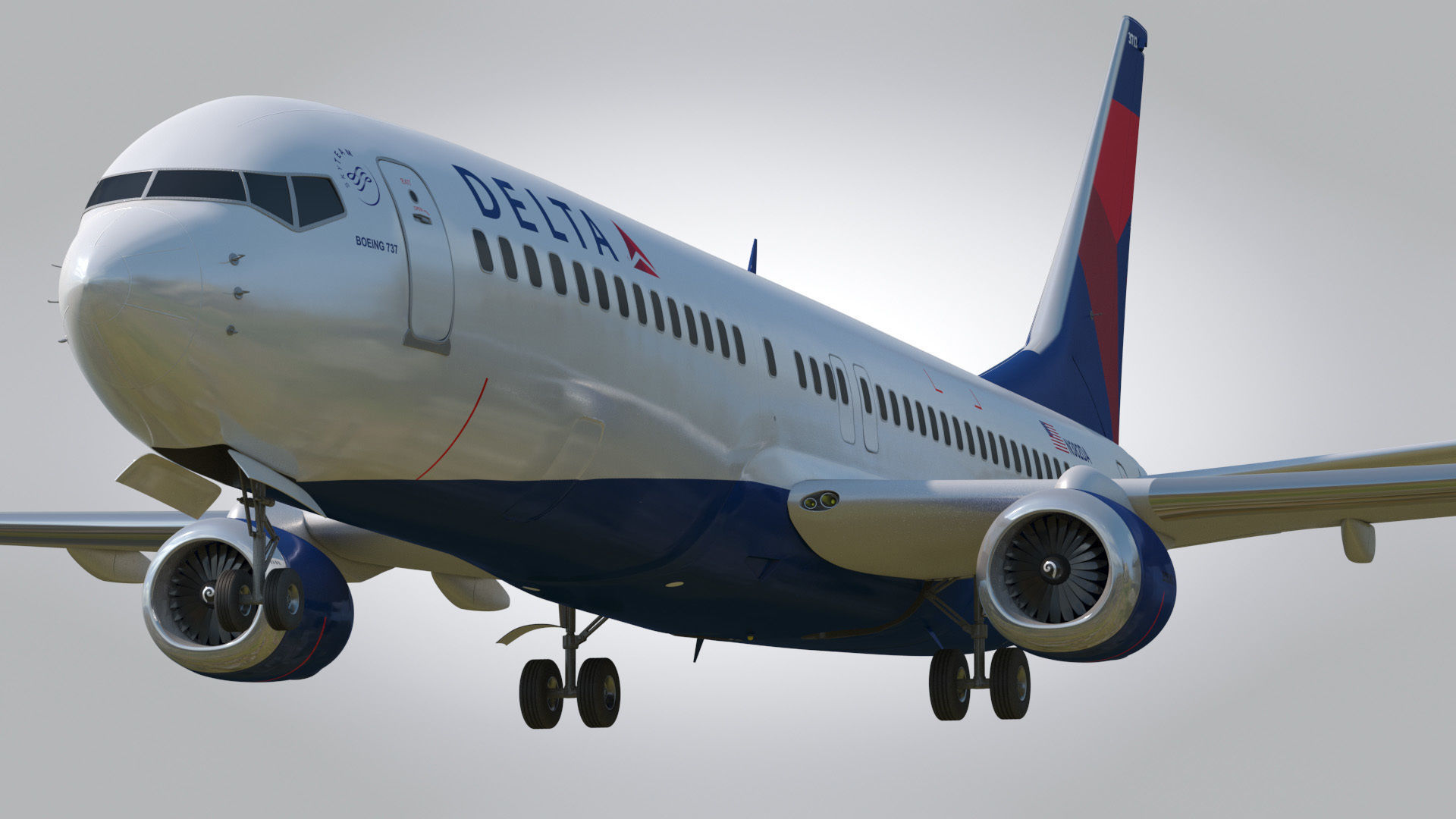Boeing 737-800 Delta Airlines Low-poly 3D model_1