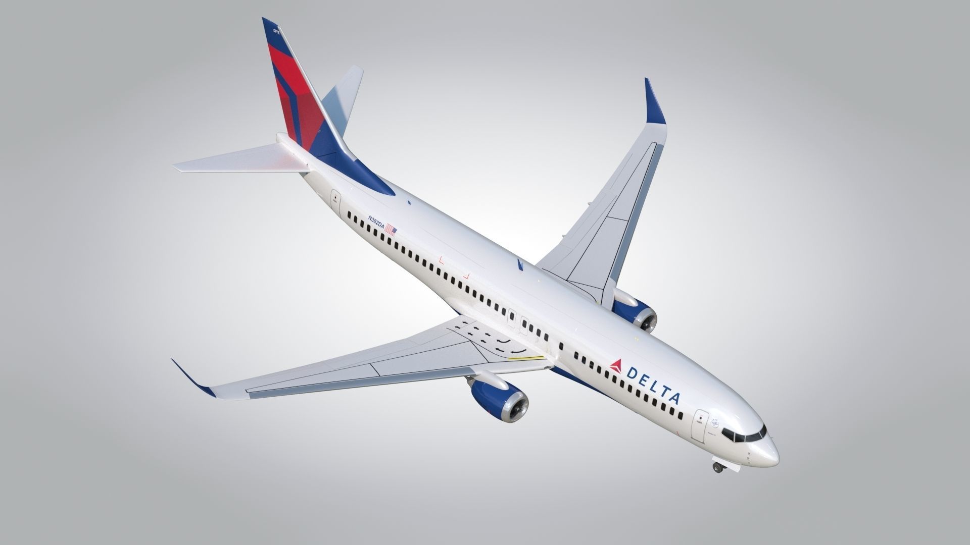 Boeing 737-800 Delta Airlines Low-poly 3D model_13