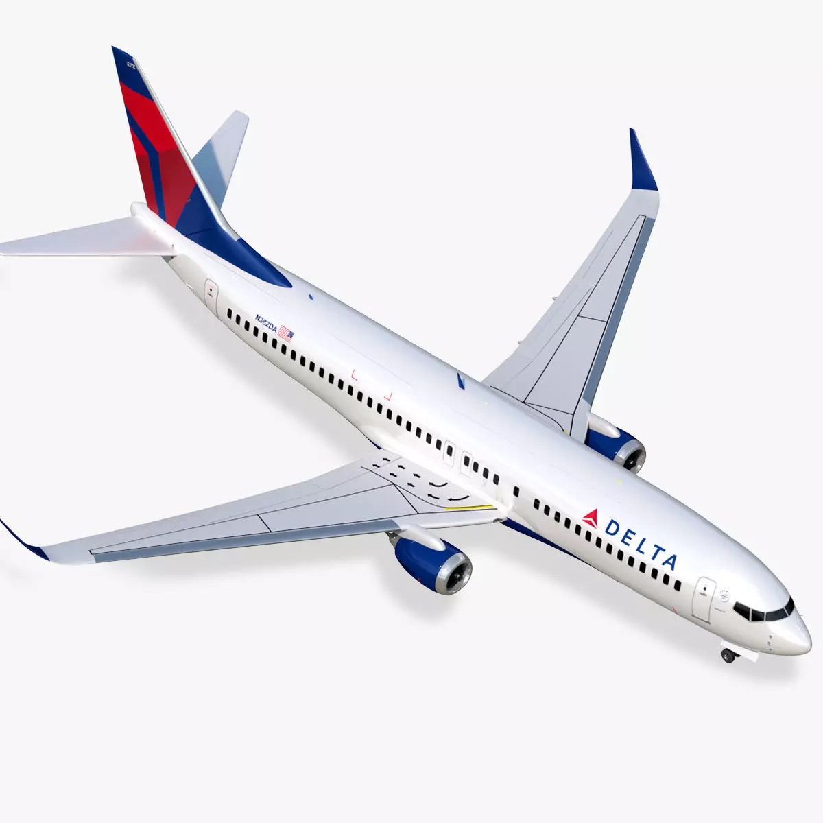 Boeing 737-800 Delta Airlines Low-poly 3D model_0