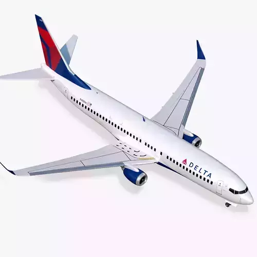 Boeing 737-800 Delta Airlines Low-poly 3D model