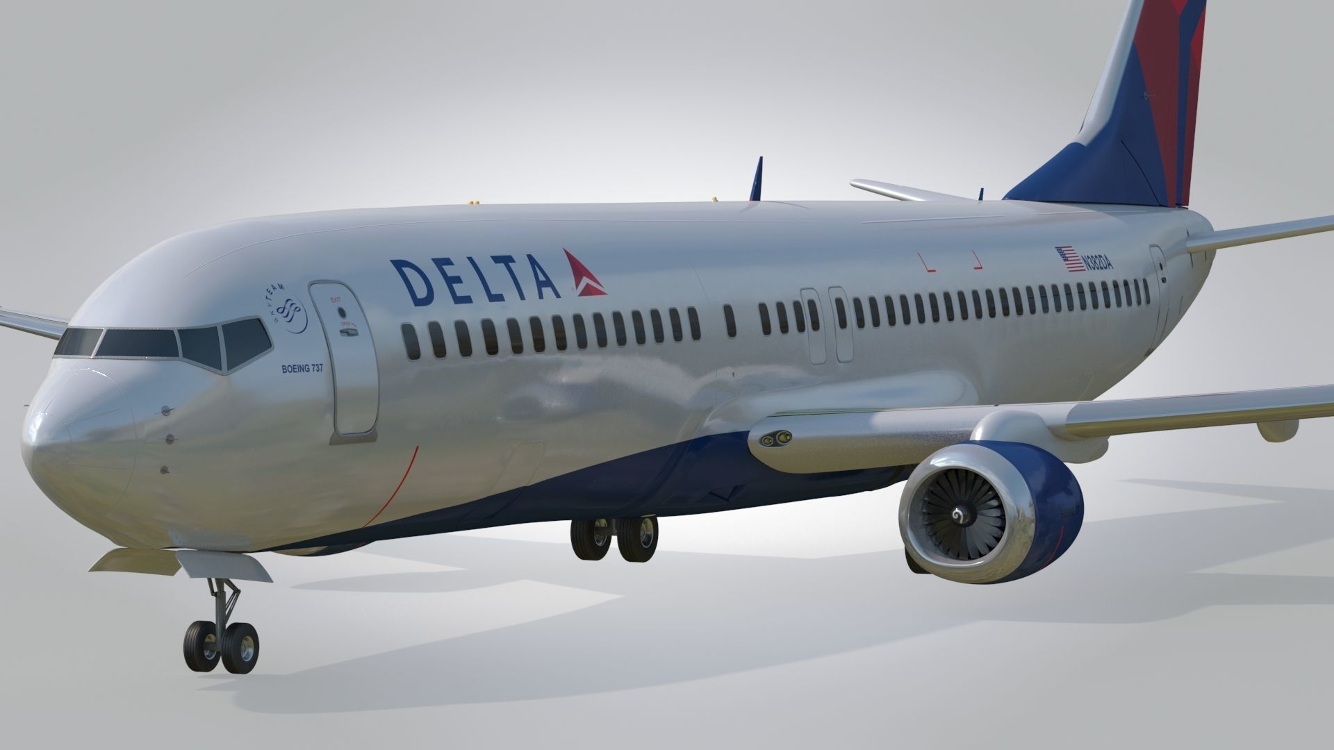 Boeing 737-800 Delta Airlines Low-poly 3D model_6