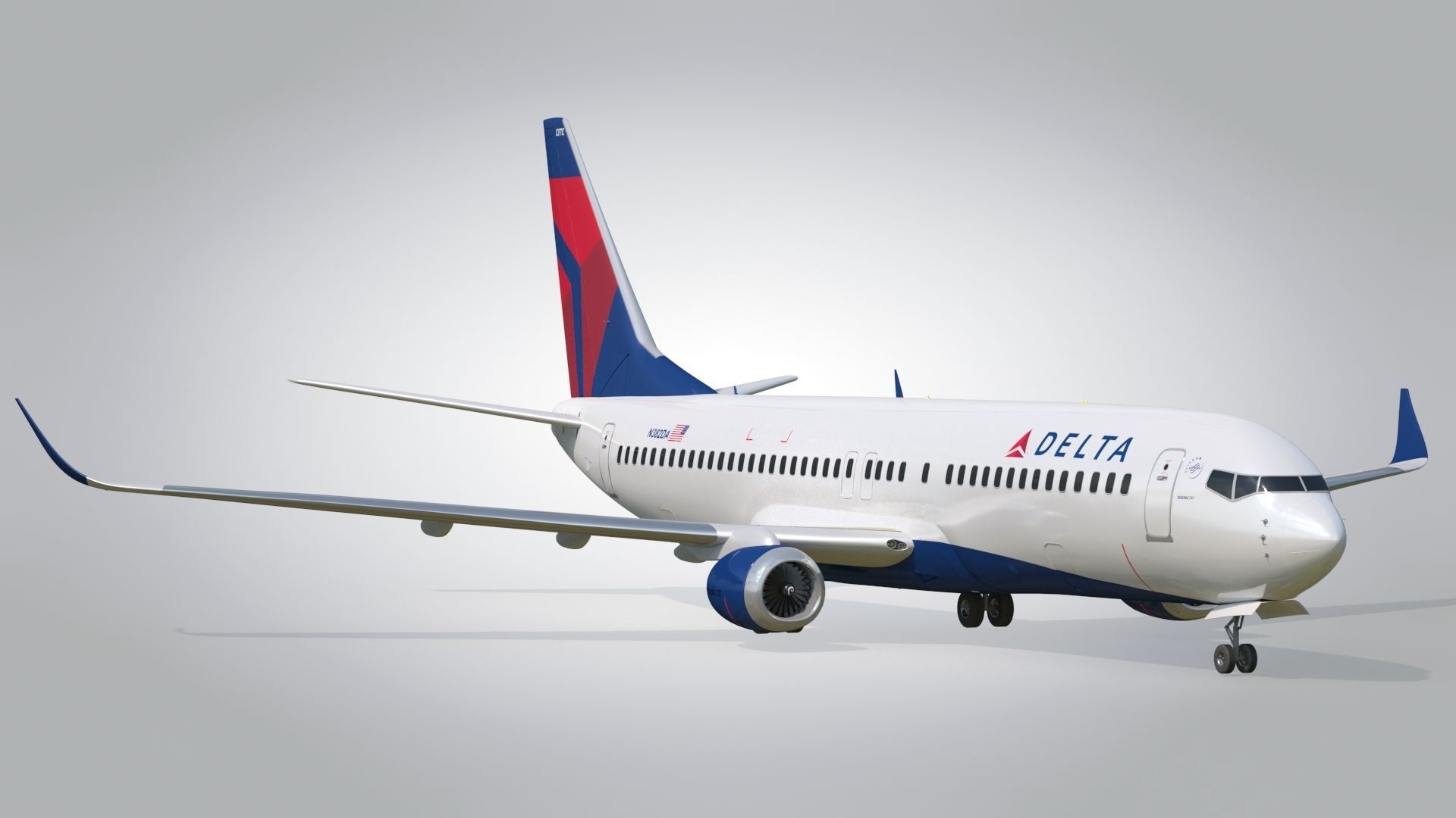 Boeing 737-800 Delta Airlines Low-poly 3D model_2
