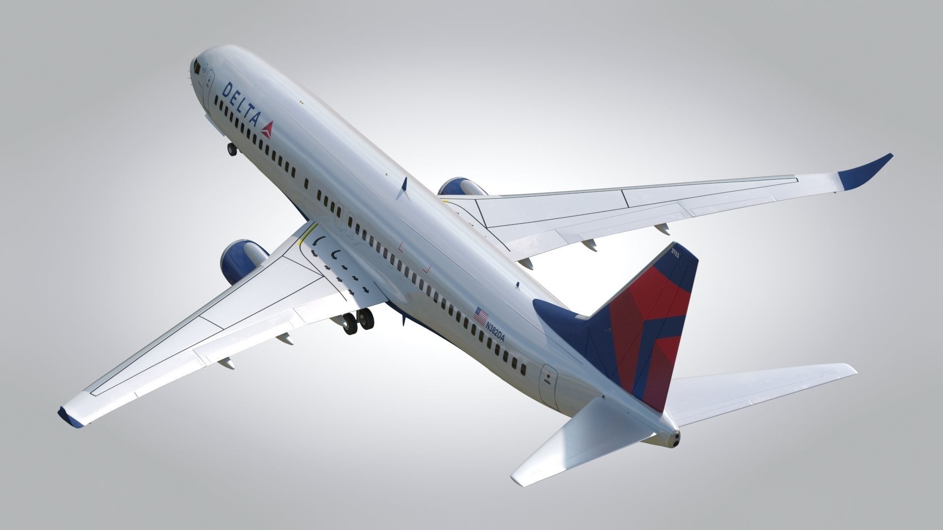 Boeing 737-800 Delta Airlines Low-poly 3D model_4