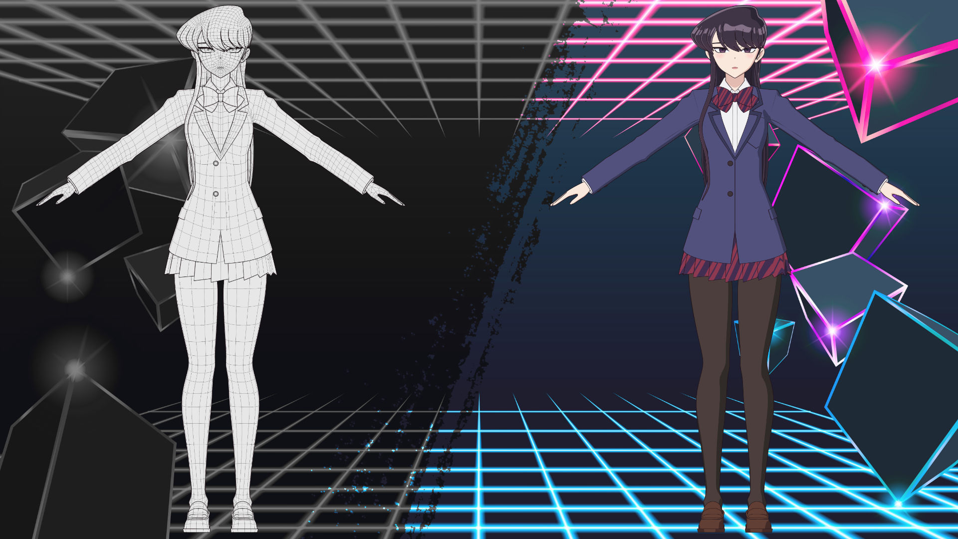 Komi Shouko - Komi Cant Communicate - 3D Model Blender Low-poly 3D model_11