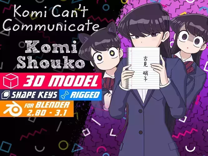 Komi Shouko - Komi Cant Communicate - 3D Model Blender Low-poly 3D model