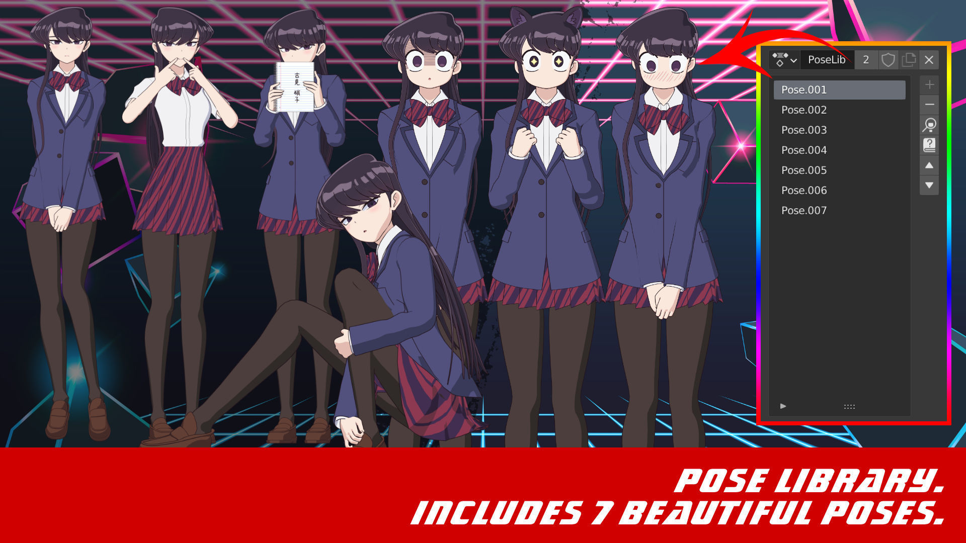 Komi Shouko - Komi Cant Communicate - 3D Model Blender Low-poly 3D model_7