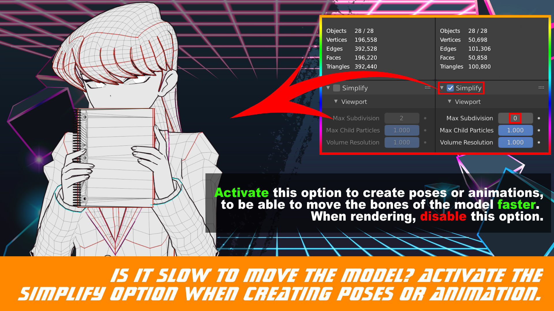 Komi Shouko - Komi Cant Communicate - 3D Model Blender Low-poly 3D model_2
