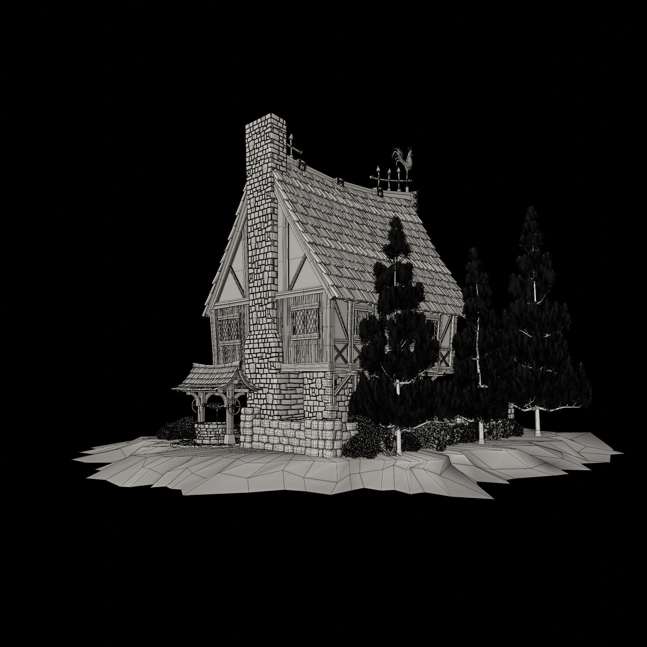 STYLIZED MEDIEVAL BUILDING 02 PRINT READY Low-poly 3D model_18