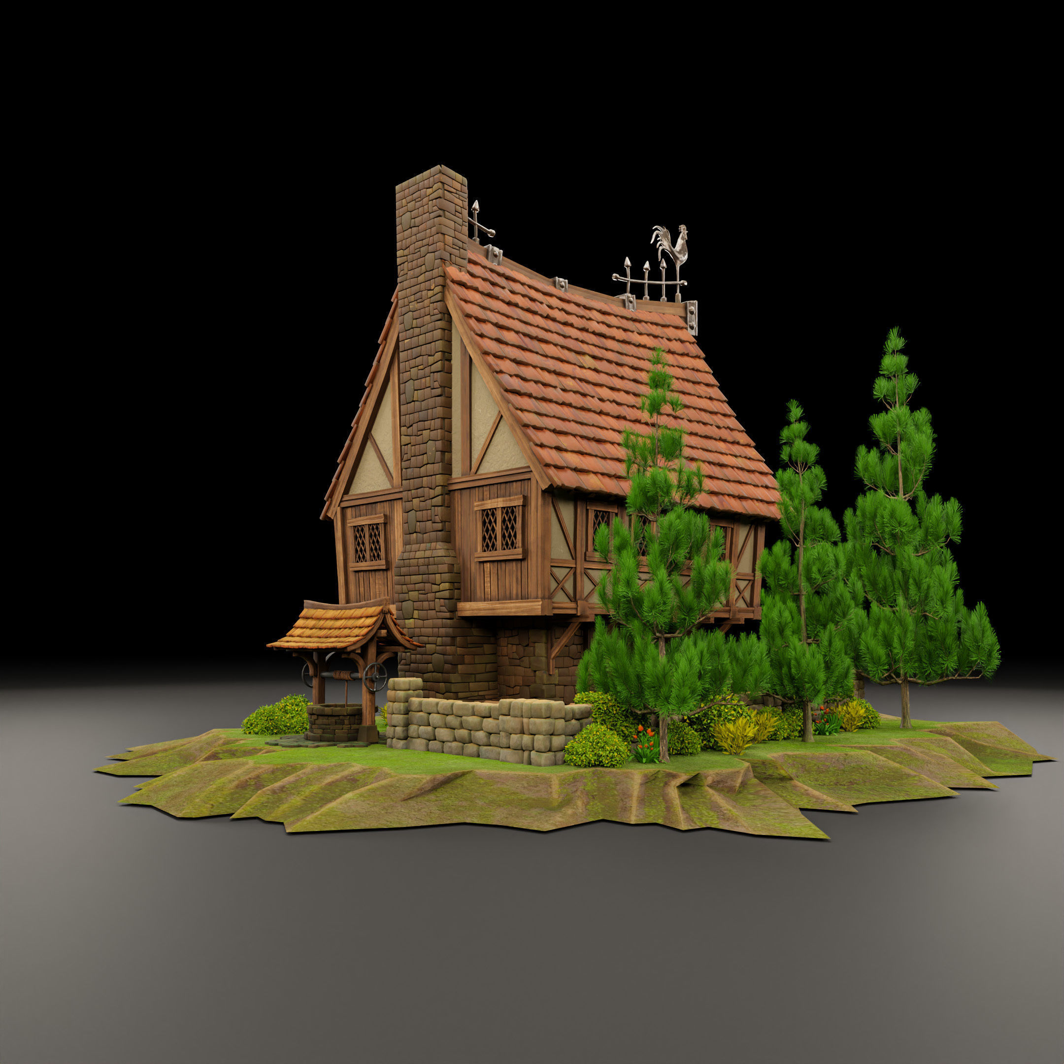 STYLIZED MEDIEVAL BUILDING 02 PRINT READY Low-poly 3D model_8