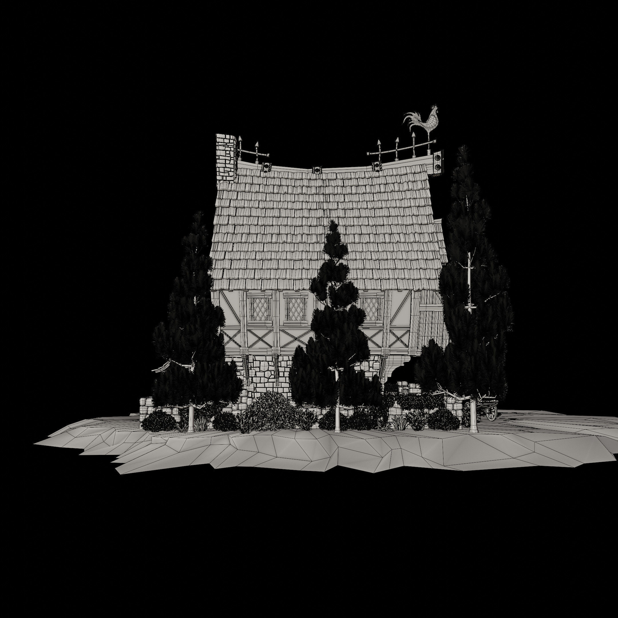 STYLIZED MEDIEVAL BUILDING 02 PRINT READY Low-poly 3D model_19