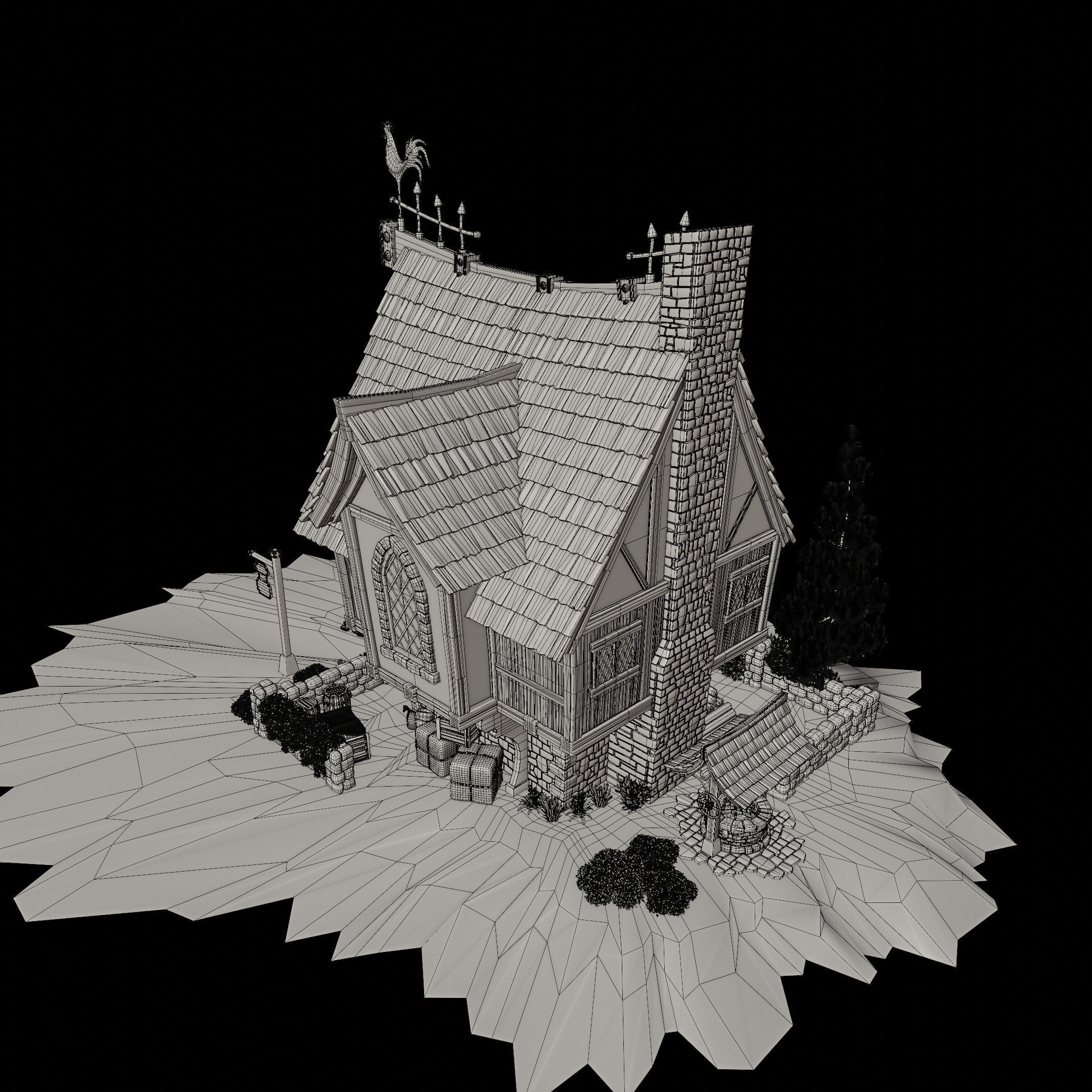 STYLIZED MEDIEVAL BUILDING 02 PRINT READY Low-poly 3D model_22