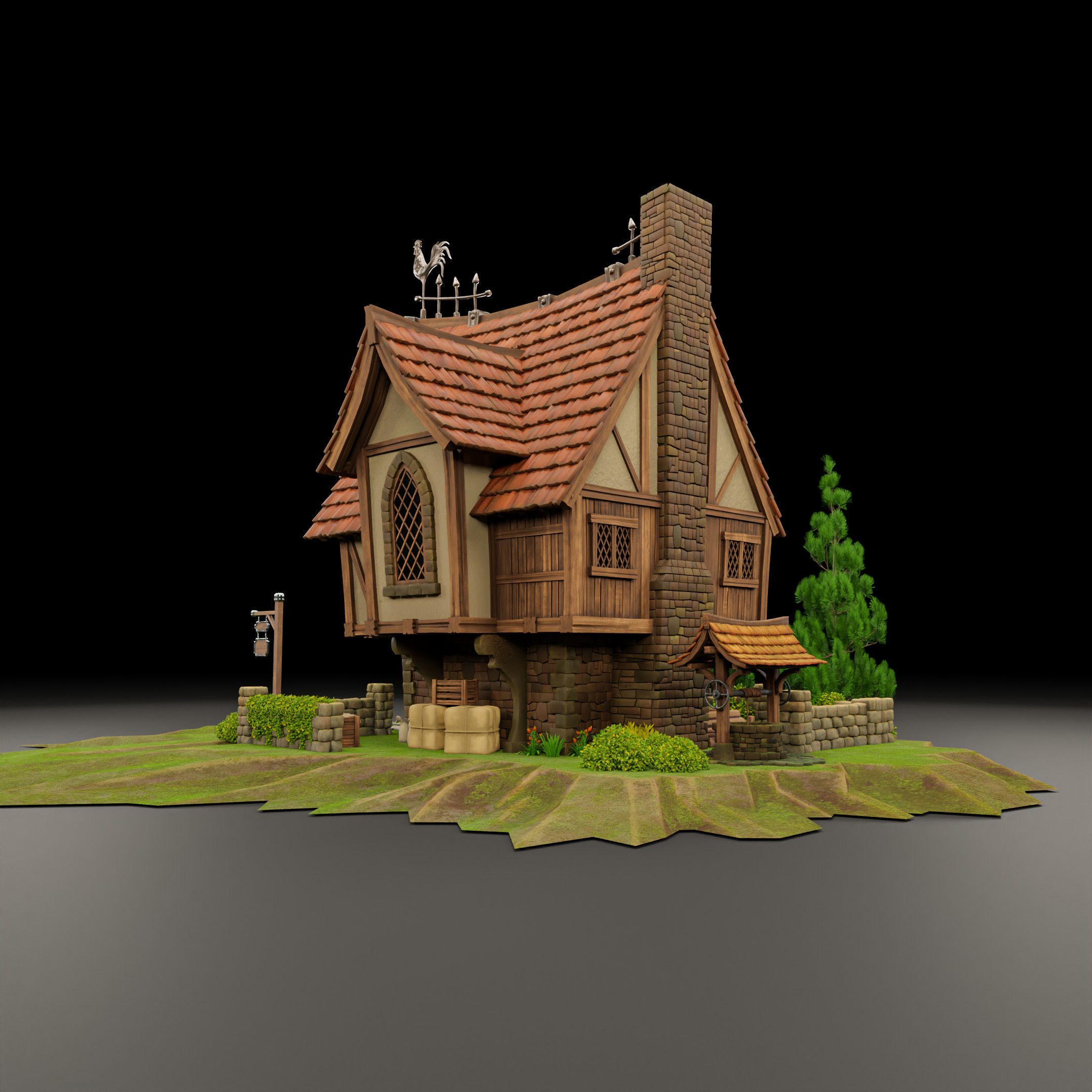 STYLIZED MEDIEVAL BUILDING 02 PRINT READY Low-poly 3D model_6