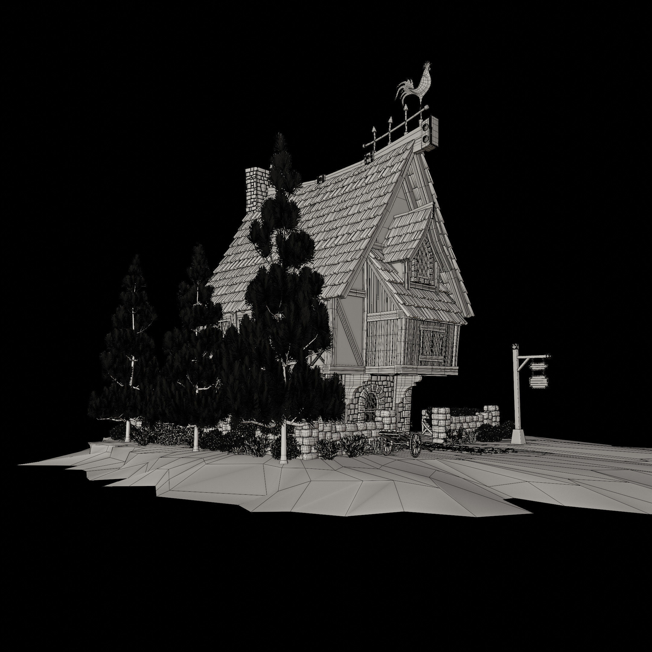 STYLIZED MEDIEVAL BUILDING 02 PRINT READY Low-poly 3D model_20