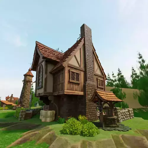 STYLIZED MEDIEVAL BUILDING 02 PRINT READY Low-poly 3D model