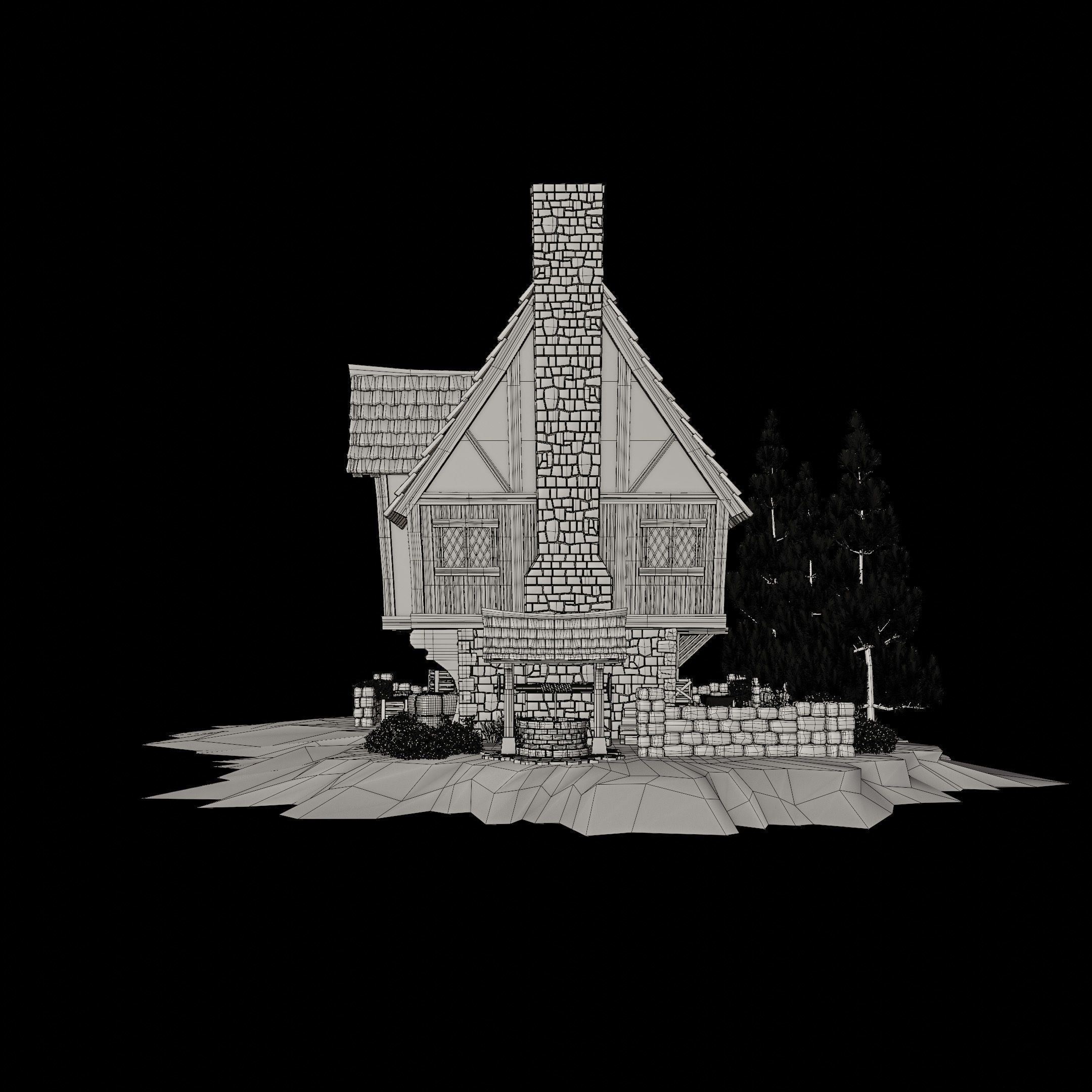 STYLIZED MEDIEVAL BUILDING 02 PRINT READY Low-poly 3D model_17